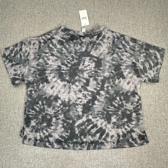NEW! Jenni Intimates Soft PJ Top Swirl Tie Dye Grey Short Sleeve Small Relaxed F - Picture 9 of 10